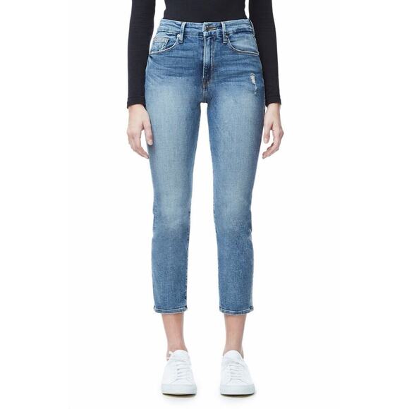 Good American Good Cuts Distressed Blue Jeans Size 10/30 Stretch Blue012 Women’s - Picture 2 of 8